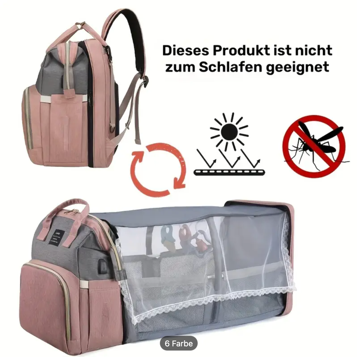 Multifunktionale Wickeltasche mit integrierter Wickelstation
