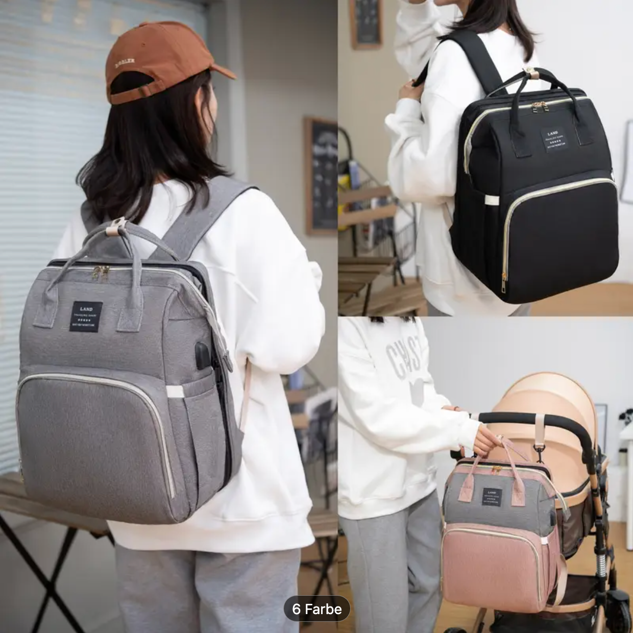 Multifunktionale Wickeltasche mit integrierter Wickelstation